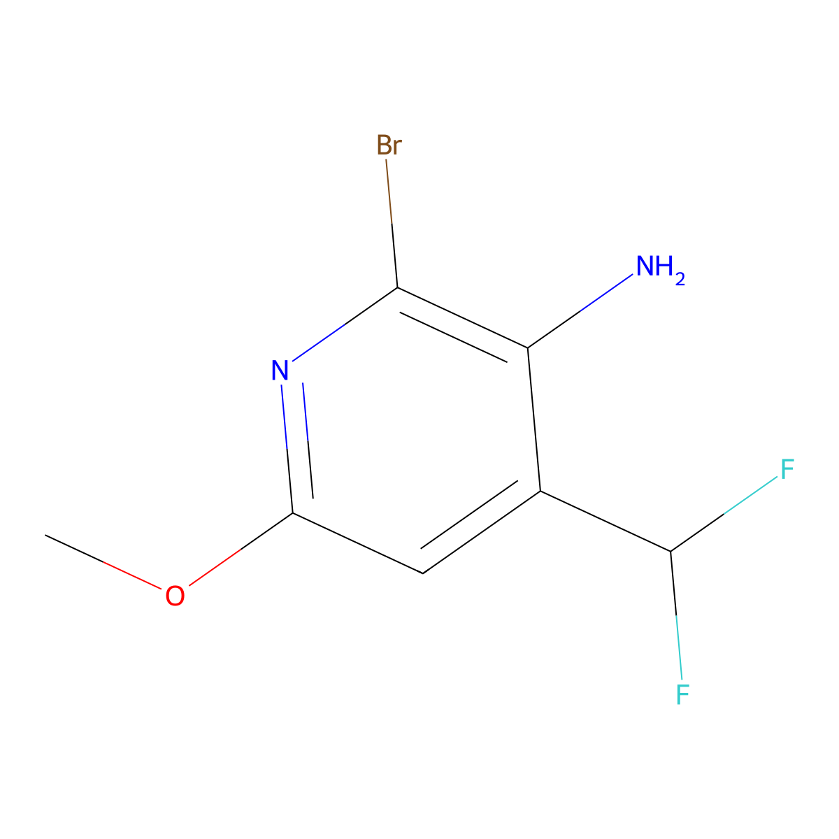 2-Bromo-4-(difluoromethyl)-6-methoxypyridin-3-amine molecular structure, CAS 1803570-95-7