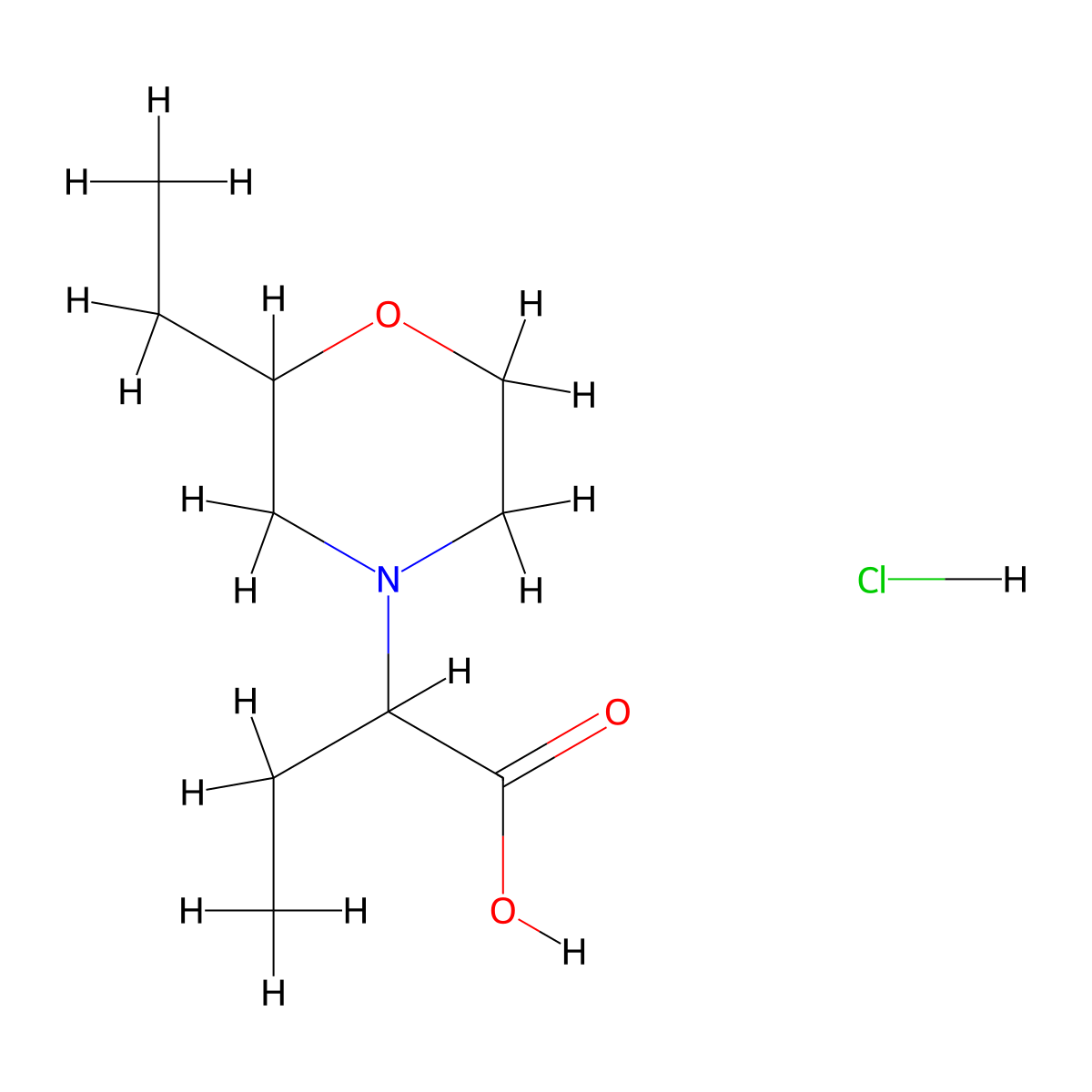 2-(2-Ethylmorpholin-4-yl)butanoic acid hydrochloride molecular structure, CAS 1803571-01-8