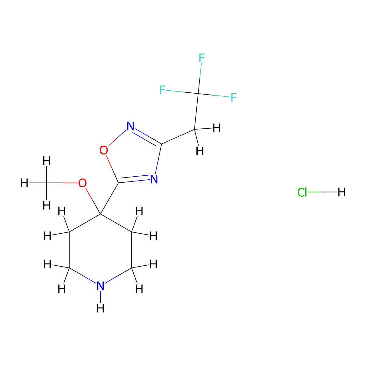 4-Methoxy-4-[3-(2,2,2-trifluoroethyl)-1,2,4-oxadiazol-5-yl]piperidine hydrochloride molecular structure, CAS 1803571-03-0