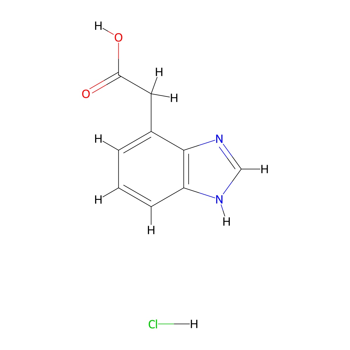 2-(1H-1,3-benzodiazol-4-yl)acetic acid hydrochloride molecular structure, CAS 1803571-05-2