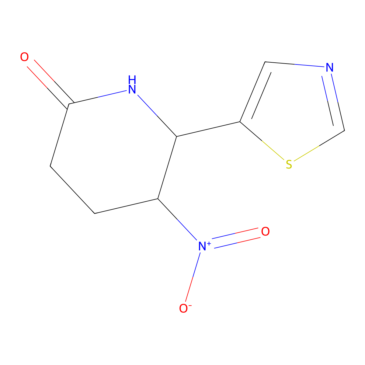 5-Nitro-6-(1,3-thiazol-5-yl)piperidin-2-one molecular structure, CAS 1803571-10-9