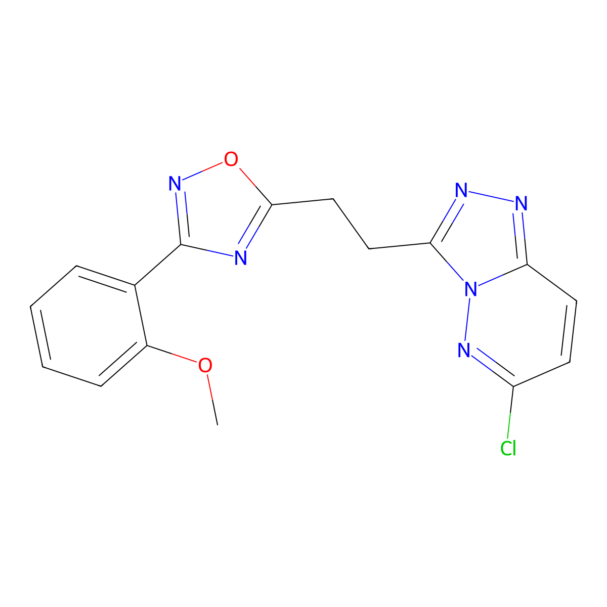 5-(2-{6-Chloro-[1,2,4]triazolo[4,3-b]pyridazin-3-yl}ethyl)-3-(2-methoxyphenyl)-1,2,4-oxadiazole molecular structure, CAS 1803571-27-8