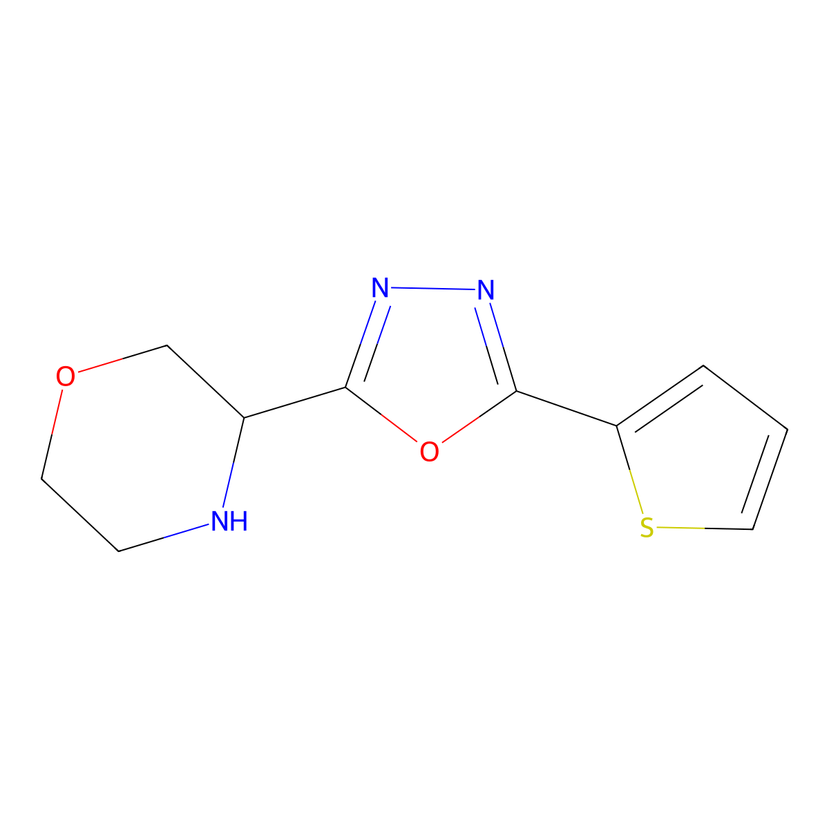 3-[5-(Thiophen-2-yl)-1,3,4-oxadiazol-2-yl]morpholine molecular structure, CAS 1803571-40-5