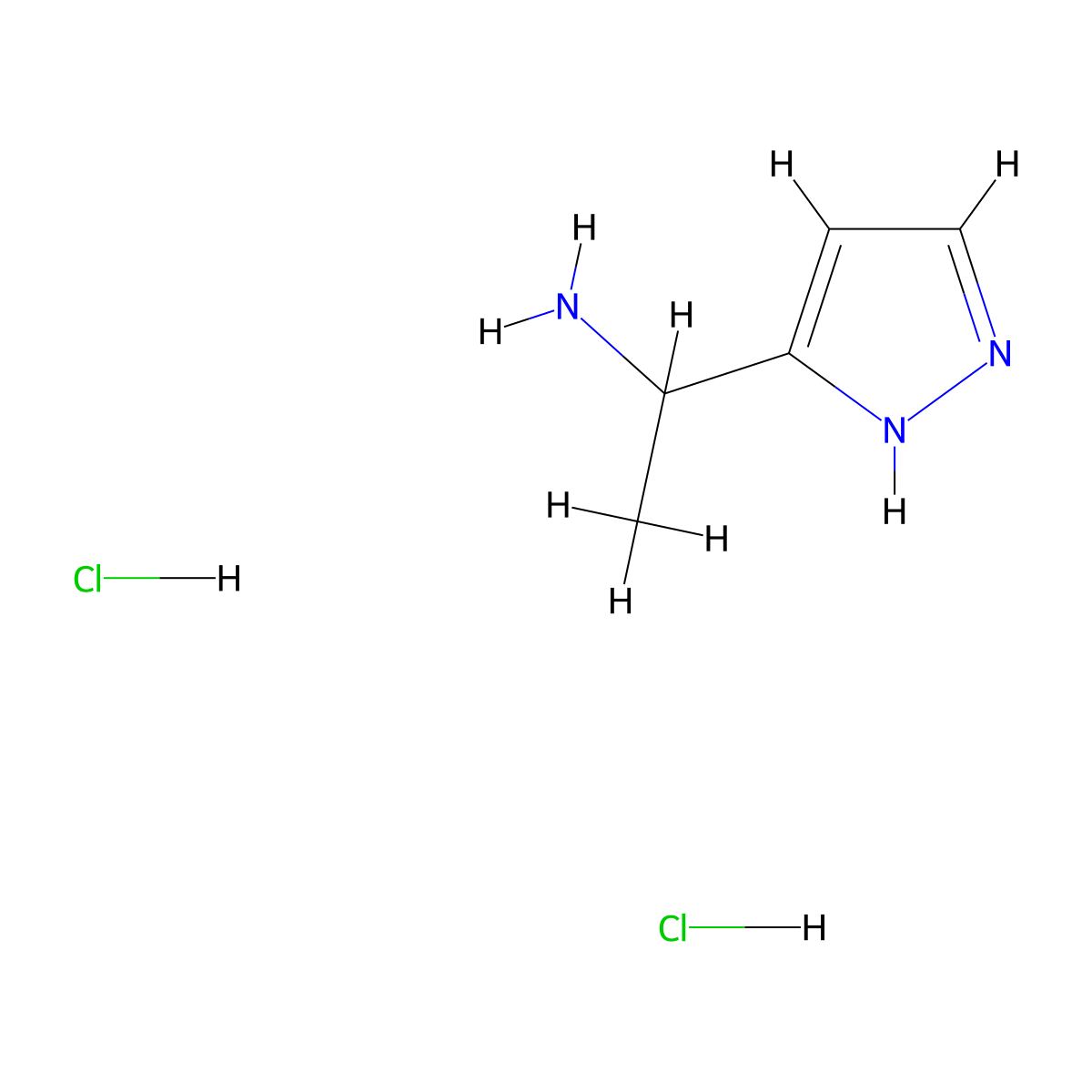 1-(1H-pyrazol-3-yl)ethan-1-amine dihydrochloride molecular structure, CAS 1803571-44-9
