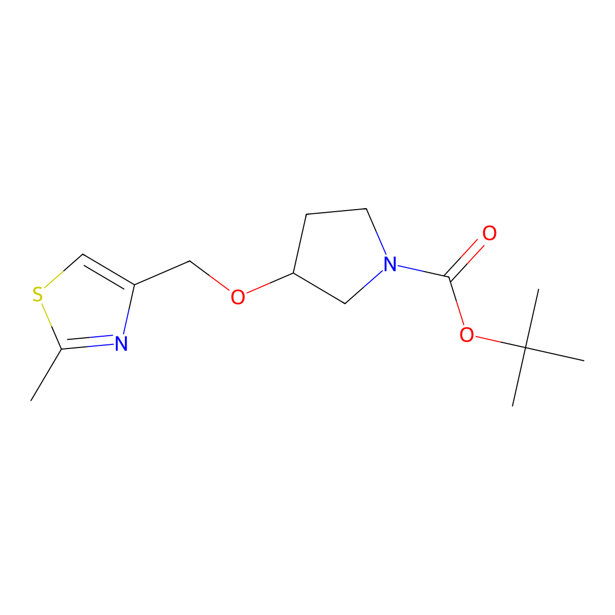 Tert-butyl 3-[(2-methyl-1,3-thiazol-4-yl)methoxy]pyrrolidine-1-carboxylate molecular structure, CAS 1803571-49-4