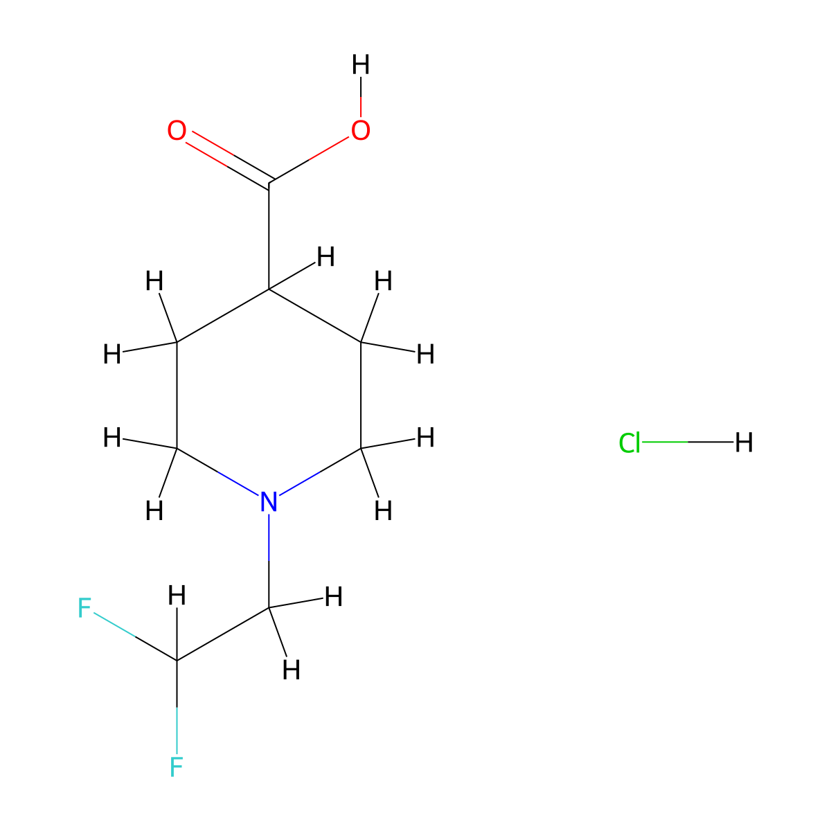 1-(2,2-Difluoroethyl)piperidine-4-carboxylic acid hydrochloride molecular structure, CAS 1803571-52-9