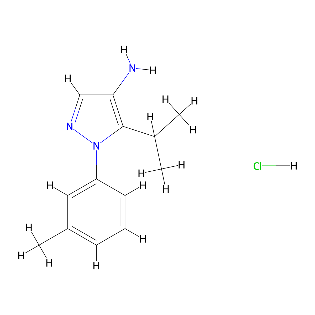 1-(3-methylphenyl)-5-(propan-2-yl)-1H-pyrazol-4-amine hydrochloride molecular structure, CAS 1803571-53-0