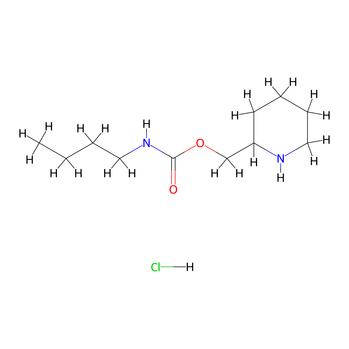(piperidin-2-yl)methyl N-butylcarbamate hydrochloride molecular structure, CAS 1803571-55-2