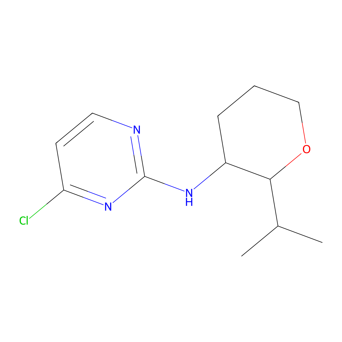 4-chloro-N-[2-(propan-2-yl)oxan-3-yl]pyrimidin-2-amine molecular structure, CAS 1803571-57-4