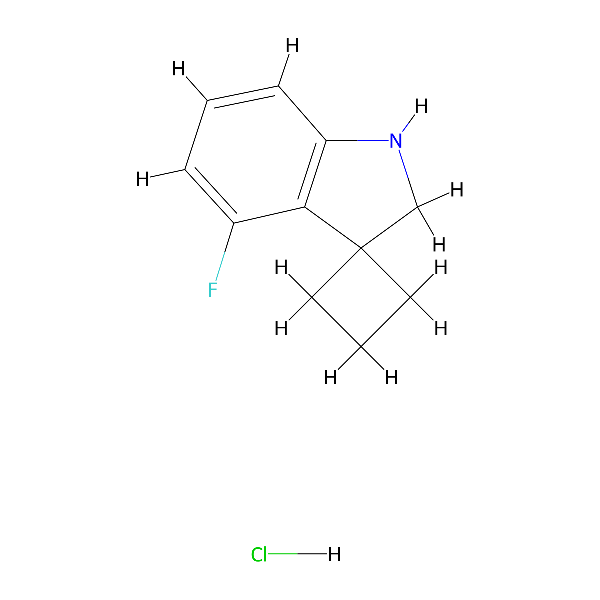 4'-Fluoro-1',2'-dihydrospiro[cyclobutane-1,3'-indole] hydrochloride molecular structure, CAS 1803571-58-5