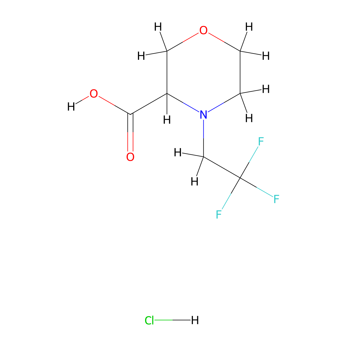 4-(2,2,2-Trifluoroethyl)morpholine-3-carboxylic acid hydrochloride molecular structure, CAS 1803571-64-3