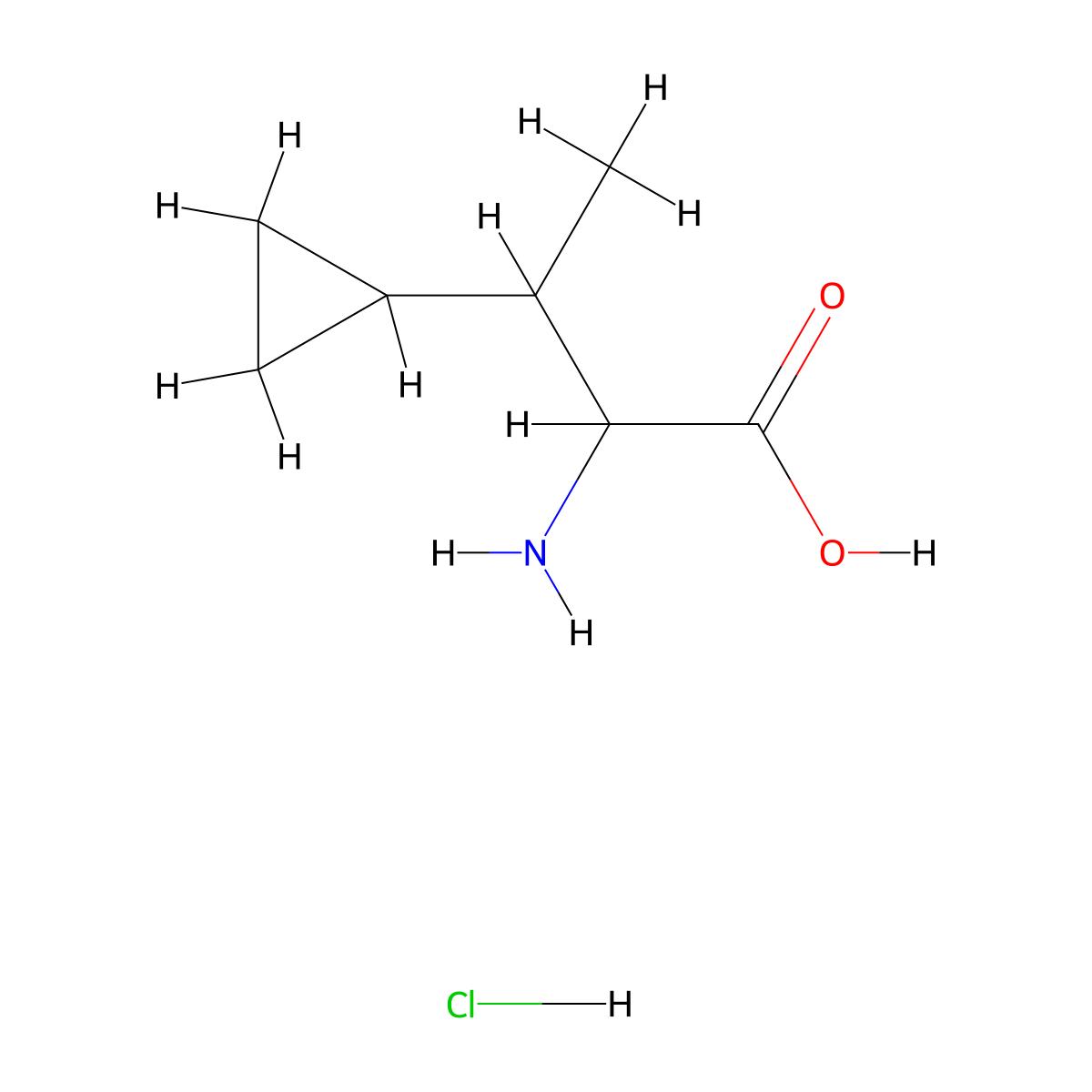 2-Amino-3-cyclopropylbutanoic acid hydrochloride molecular structure, CAS 1803571-69-8