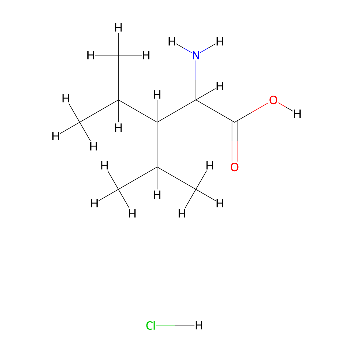 2-Amino-4-methyl-3-(propan-2-yl)pentanoic acid hydrochloride molecular structure, CAS 1803571-74-5