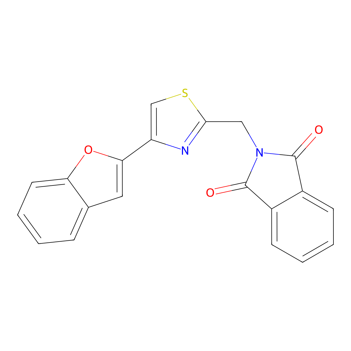 2-{[4-(1-benzofuran-2-yl)-1,3-thiazol-2-yl]methyl}-2,3-dihydro-1H-isoindole-1,3-dione molecular structure, CAS 1803571-75-6