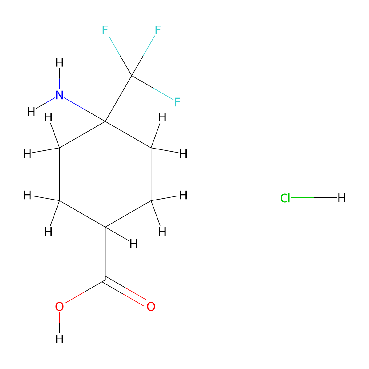 4-Amino-4-(trifluoromethyl)cyclohexane-1-carboxylic acid hydrochloride molecular structure, CAS 1803571-76-7