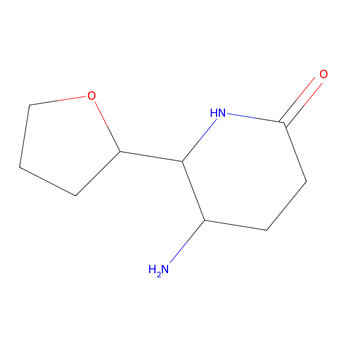 5-Amino-6-(oxolan-2-yl)piperidin-2-one molecular structure, CAS 1803571-81-4