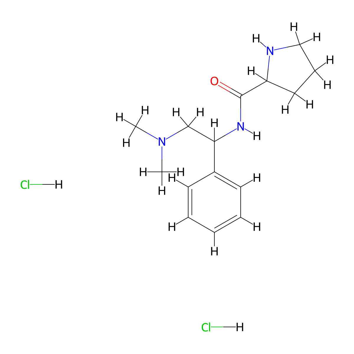 N-[2-(dimethylamino)-1-phenylethyl]pyrrolidine-2-carboxamide dihydrochloride molecular structure, CAS 1803571-93-8