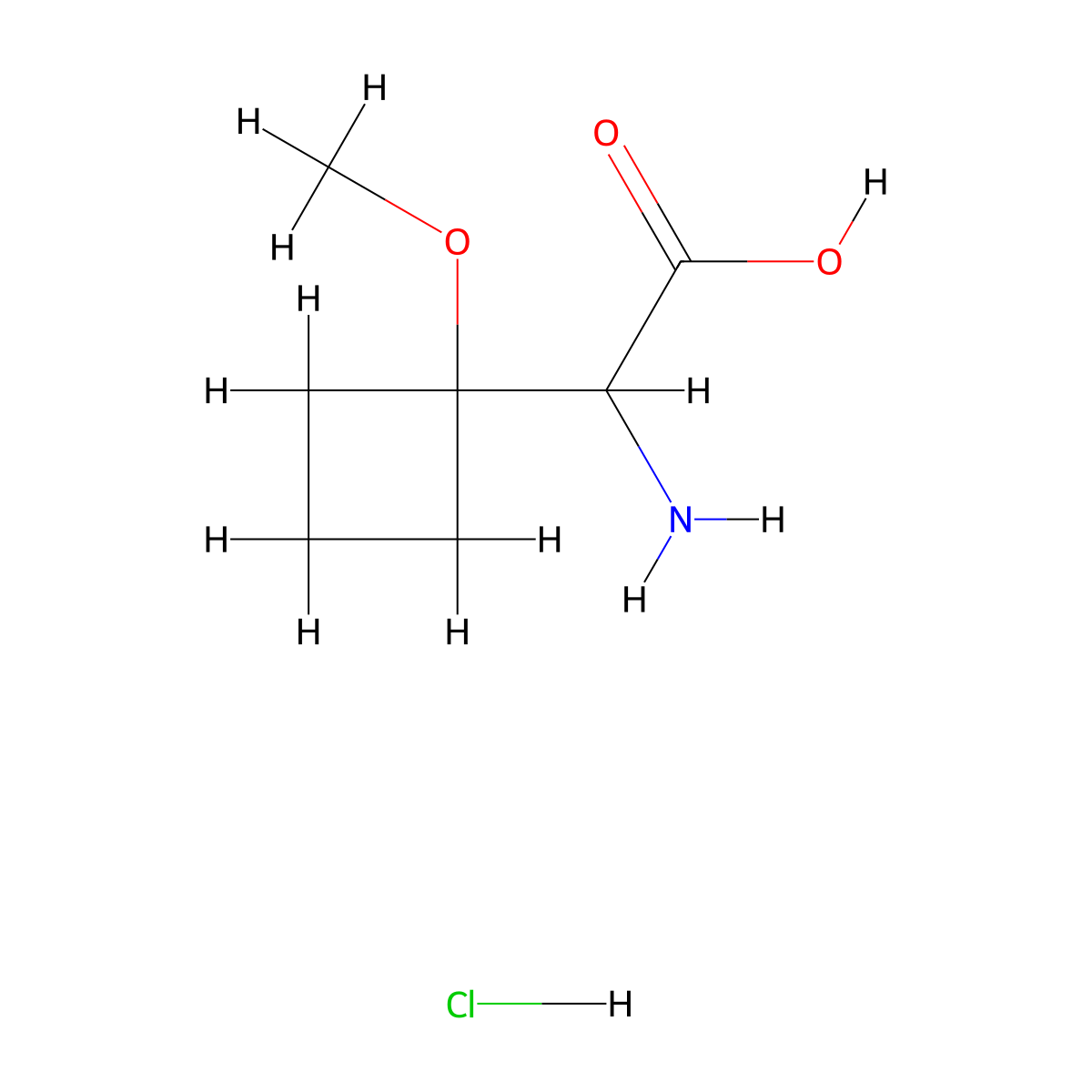 2-Amino-2-(1-methoxycyclobutyl)acetic acid hydrochloride molecular structure, CAS 1803571-98-3