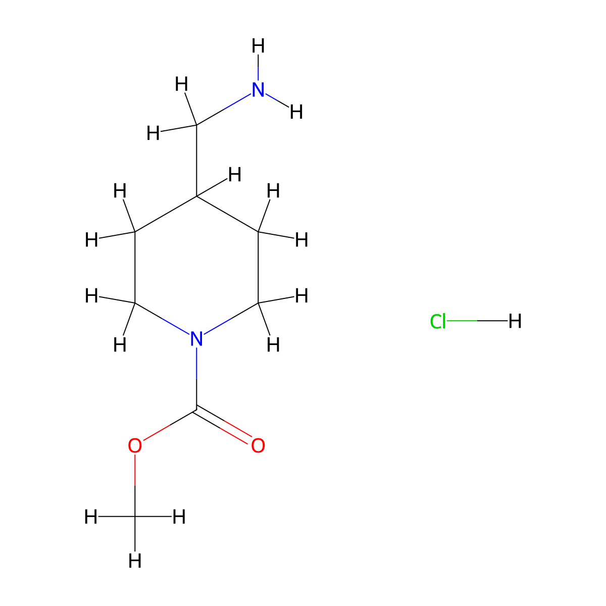 Methyl 4-(aminomethyl)piperidine-1-carboxylate hydrochloride molecular structure, CAS 1803572-02-2