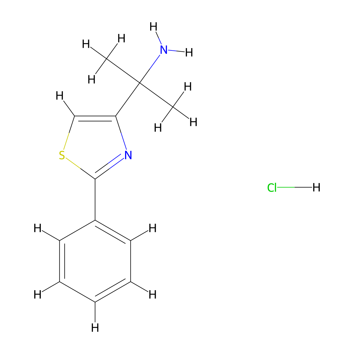 2-(2-Phenyl-1,3-thiazol-4-yl)propan-2-amine hydrochloride molecular structure, CAS 1803572-21-5