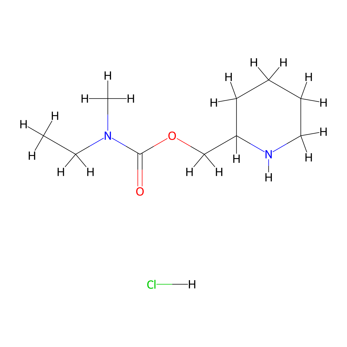(piperidin-2-yl)methyl N-ethyl-N-methylcarbamate hydrochloride molecular structure, CAS 1803572-29-3