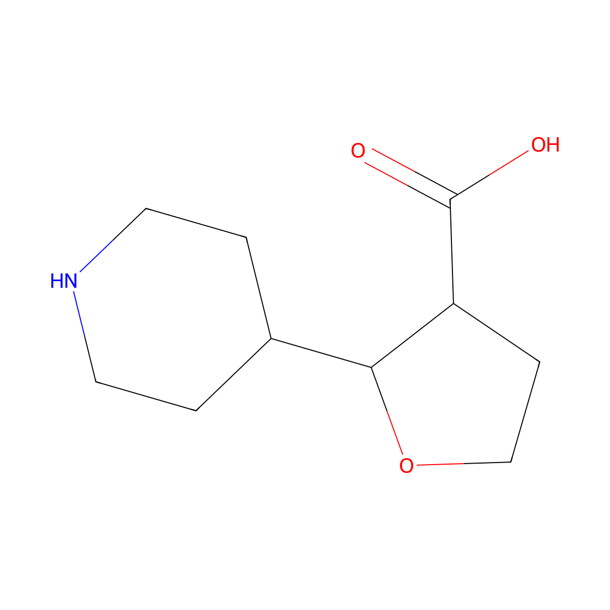 2-(Piperidin-4-yl)oxolane-3-carboxylic acid molecular structure, CAS 1803572-33-9