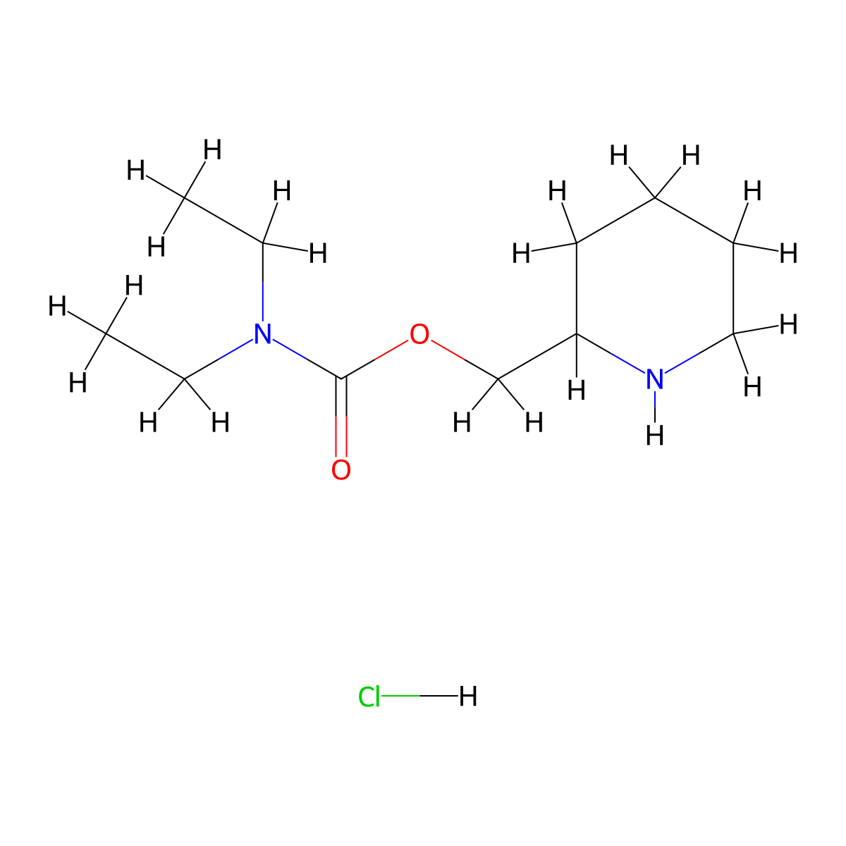 (piperidin-2-yl)methyl N,N-diethylcarbamate hydrochloride molecular structure, CAS 1803572-41-9