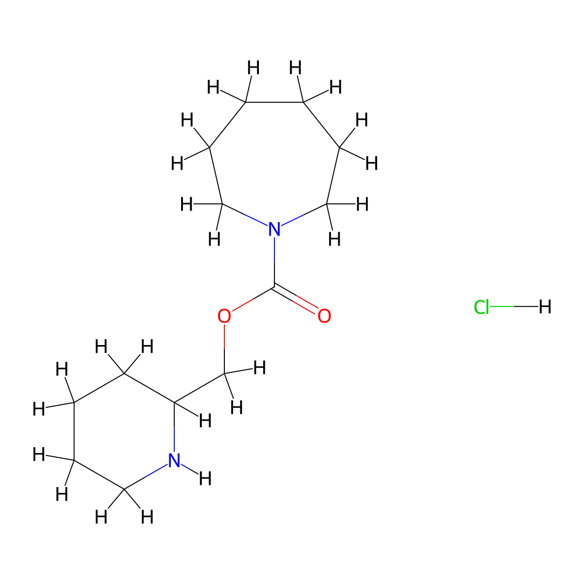 (Piperidin-2-yl)methyl azepane-1-carboxylate hydrochloride molecular structure, CAS 1803572-43-1