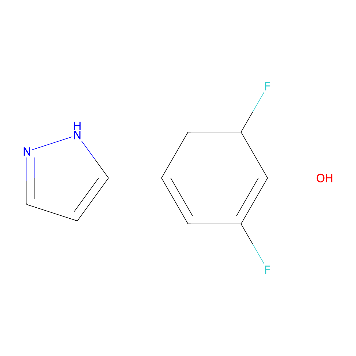 2,6-Difluoro-4-(1H-pyrazol-3-yl)phenol molecular structure, CAS 1803574-06-2