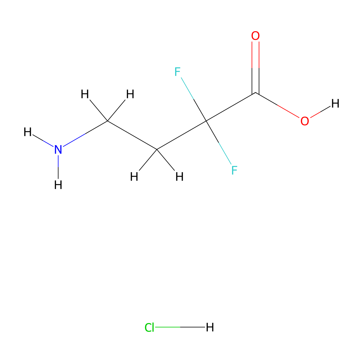 4-Amino-2,2-difluorobutanoic acid hydrochloride molecular structure, CAS 1803580-37-1