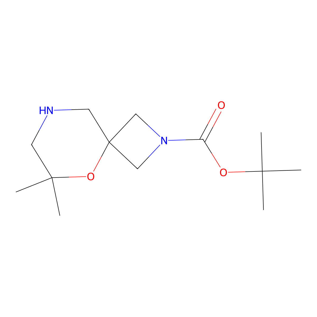 Tert-butyl 6,6-dimethyl-5-oxa-2,8-diazaspiro[3.5]nonane-2-carboxylate molecular structure, CAS 1803580-61-1
