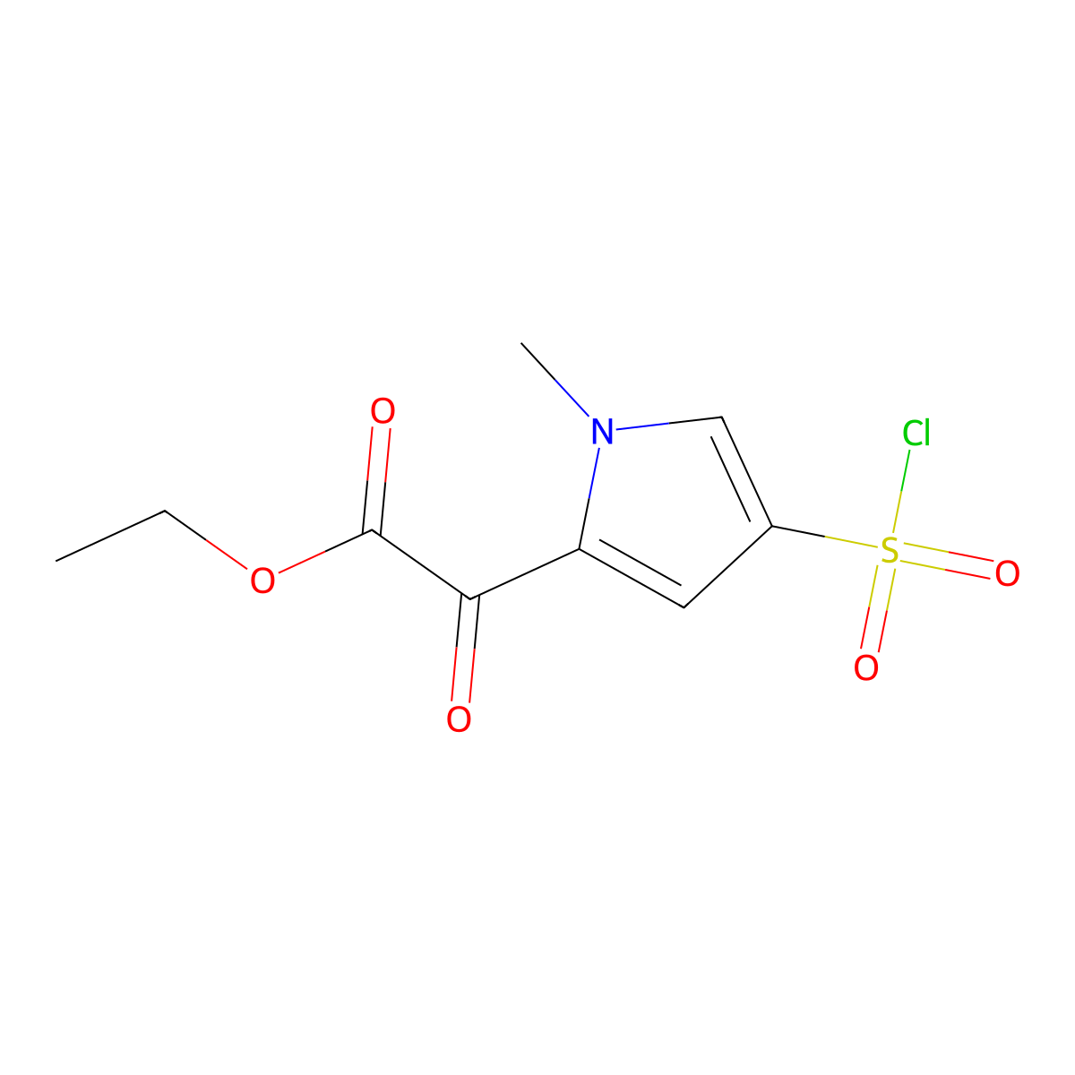 ethyl 2-[4-(chlorosulfonyl)-1-methyl-1H-pyrrol-2-yl]-2-oxoacetate molecular structure, CAS 1803580-62-2