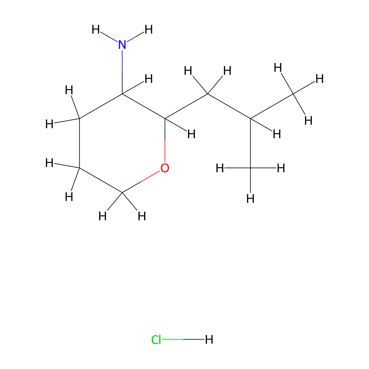 2-(2-Methylpropyl)oxan-3-amine hydrochloride molecular structure, CAS 1803580-68-8