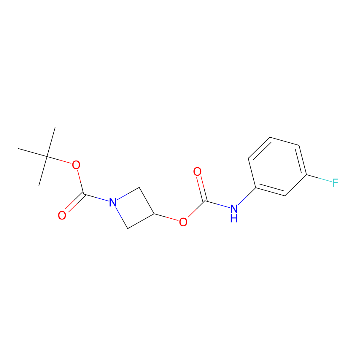 Tert-butyl 3-{[(3-fluorophenyl)carbamoyl]oxy}azetidine-1-carboxylate molecular structure, CAS 1803580-72-4