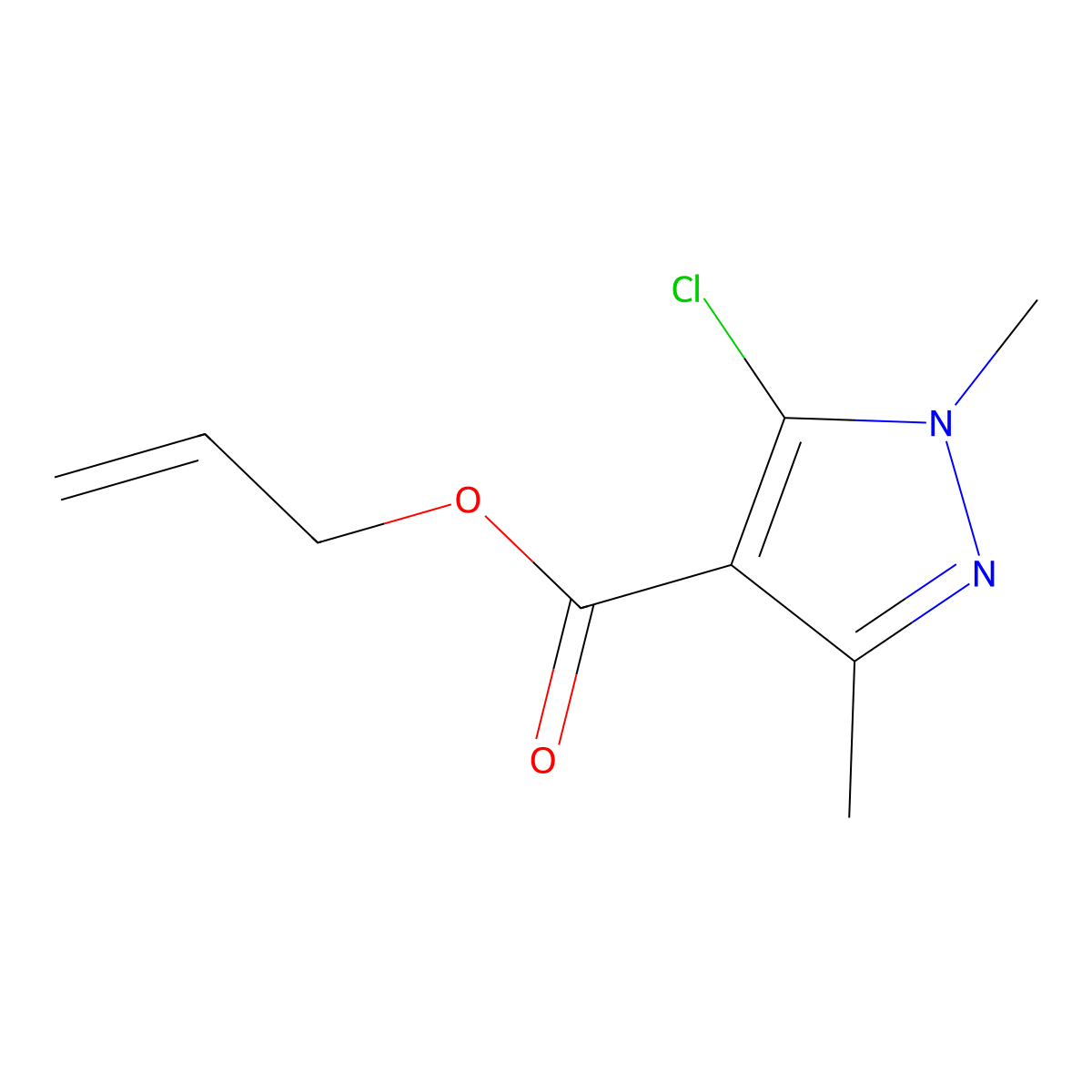 prop-2-en-1-yl 5-chloro-1,3-dimethyl-1H-pyrazole-4-carboxylate molecular structure, CAS 1803580-74-6