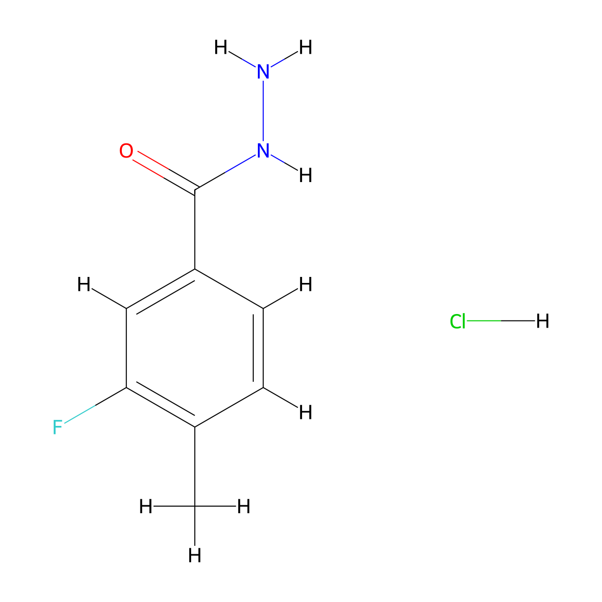 3-Fluoro-4-methylbenzohydrazide hydrochloride molecular structure, CAS 1803580-75-7