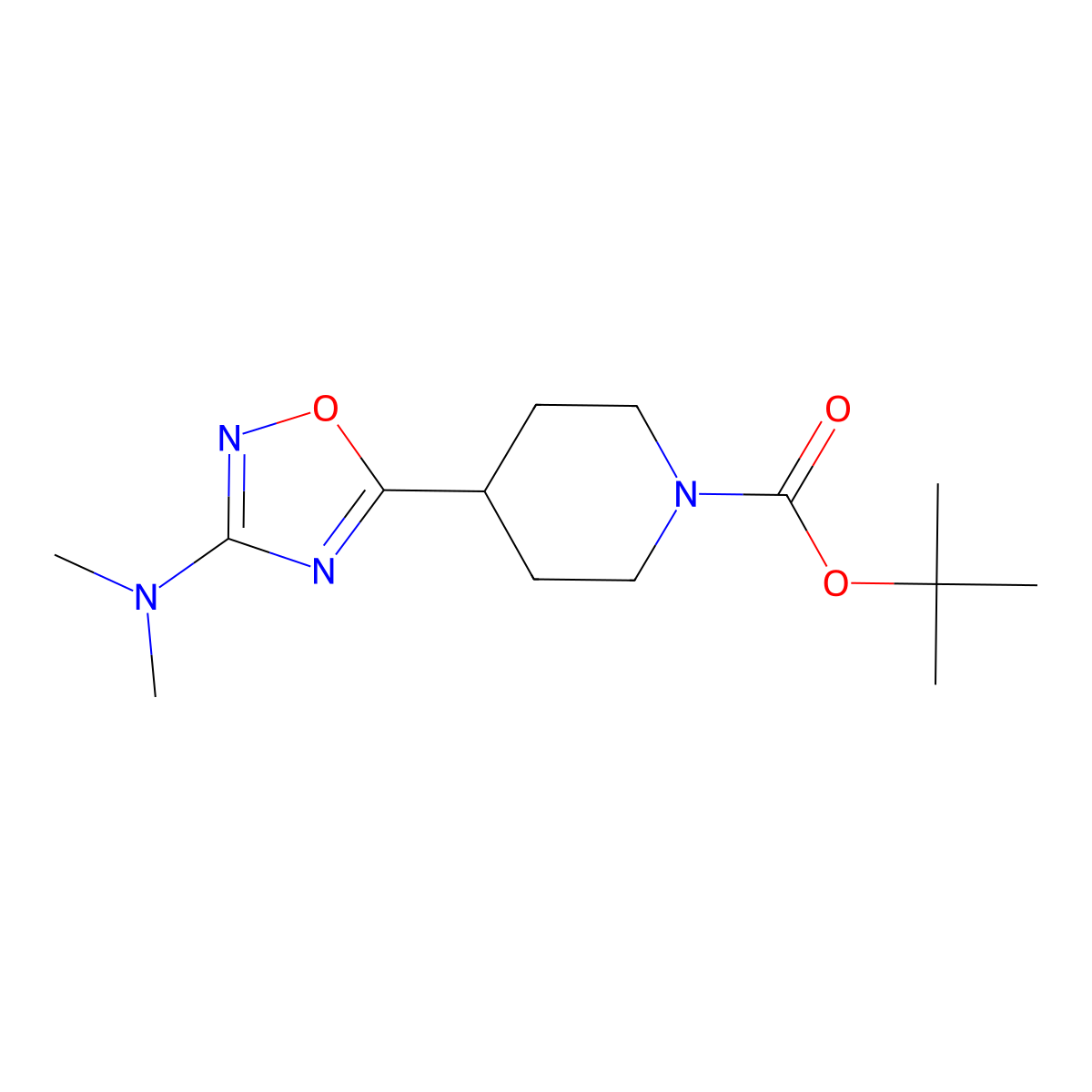 Tert-butyl 4-[3-(dimethylamino)-1,2,4-oxadiazol-5-yl]piperidine-1-carboxylate molecular structure, CAS 1803580-77-9