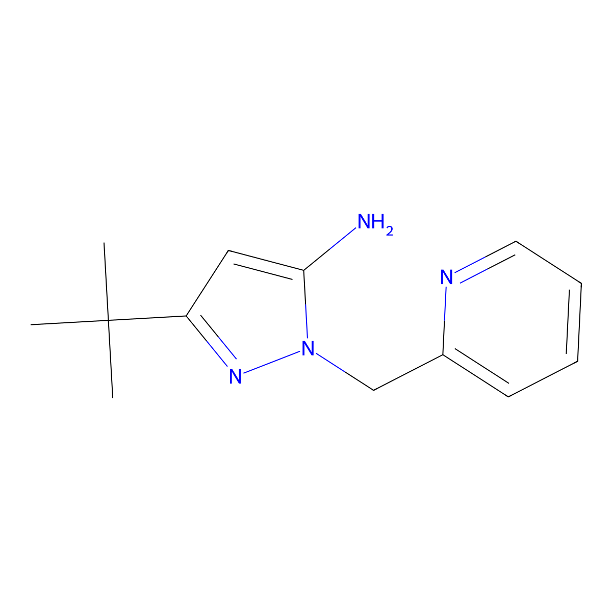 3-tert-butyl-1-(pyridin-2-ylmethyl)-1H-pyrazol-5-amine molecular structure, CAS 1803580-80-4