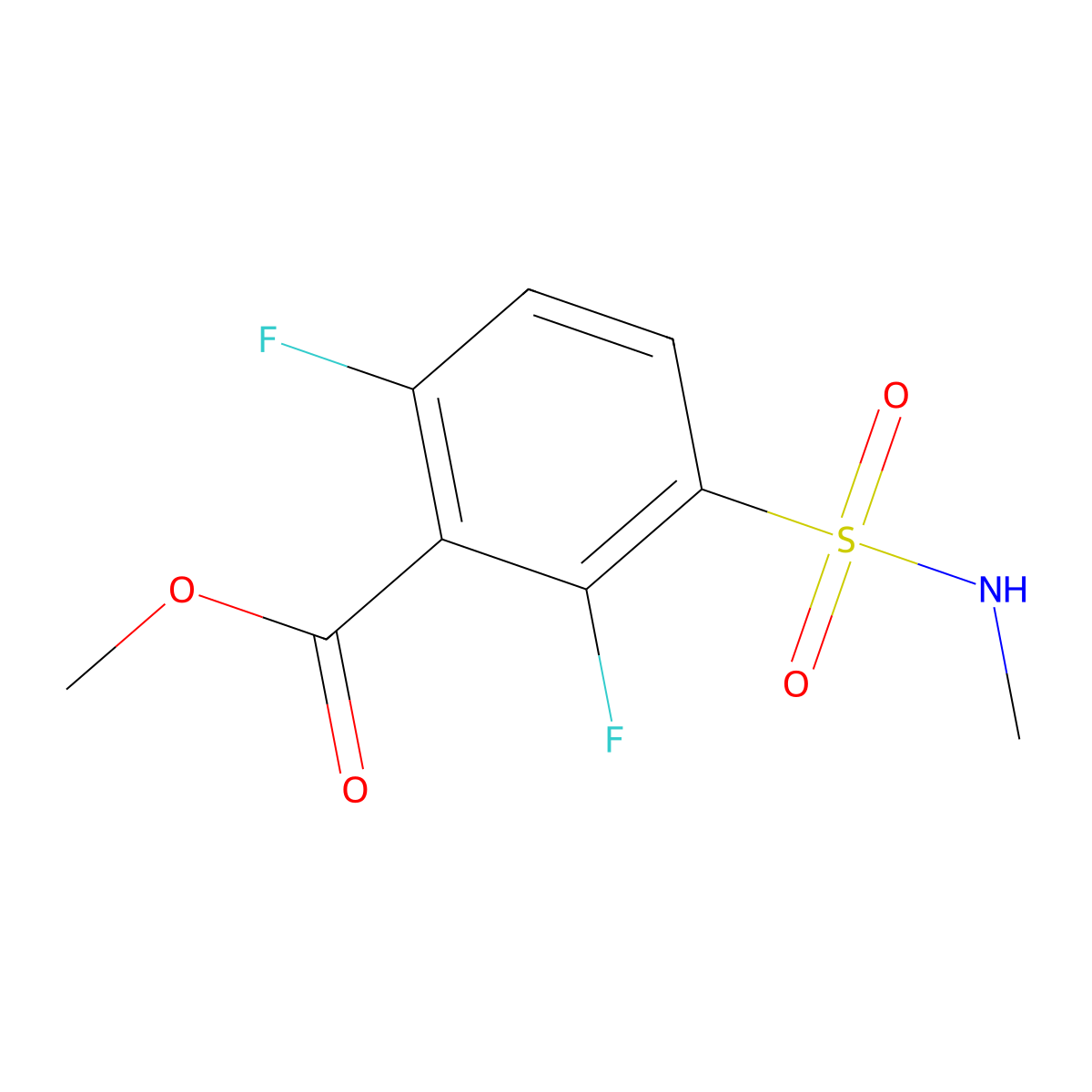 Methyl 2,6-difluoro-3-(methylsulfamoyl)benzoate molecular structure, CAS 1803580-83-7