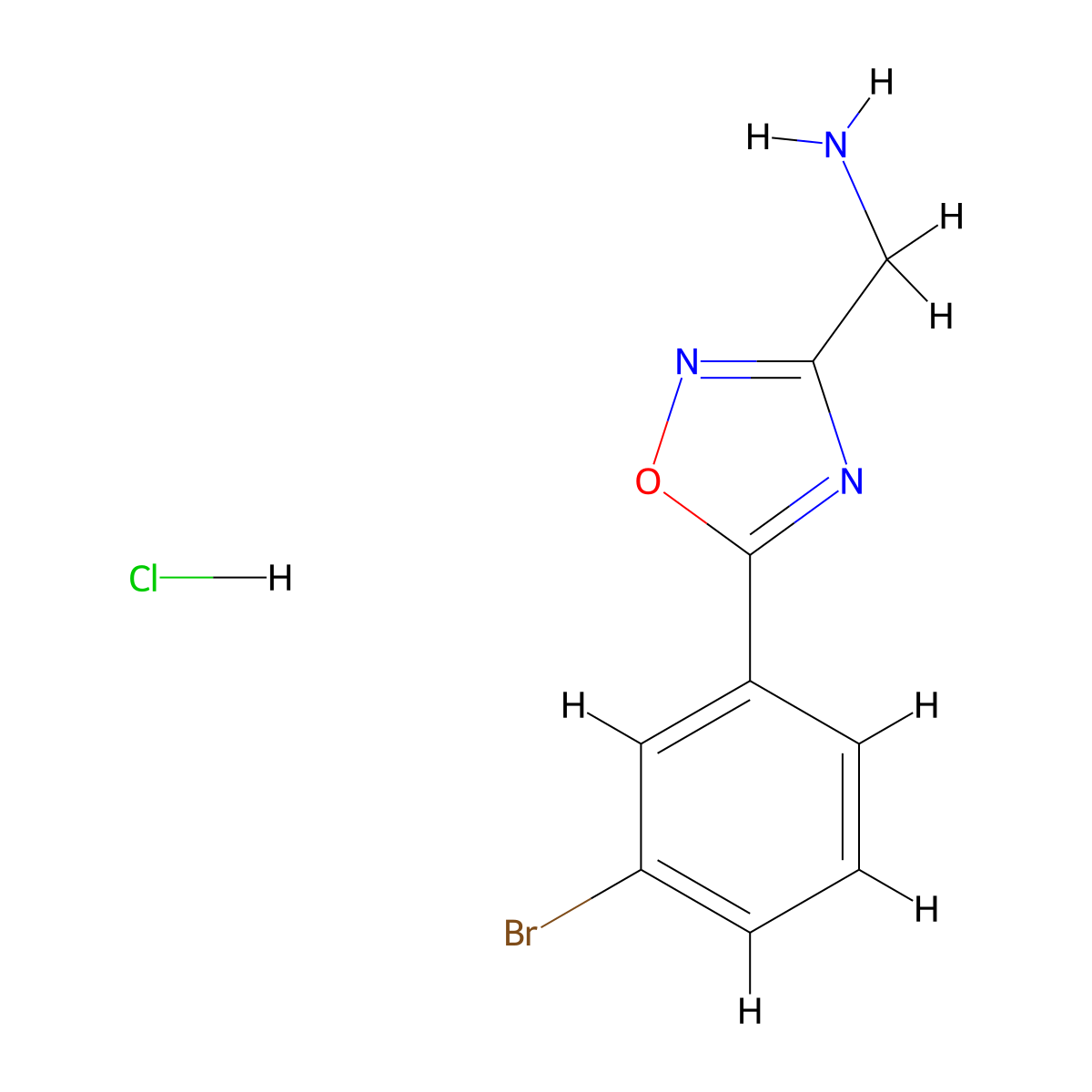 (5-(3-Bromophenyl)-1,2,4-oxadiazol-3-yl)methanamine hydrochloride molecular structure, CAS 1803580-84-8