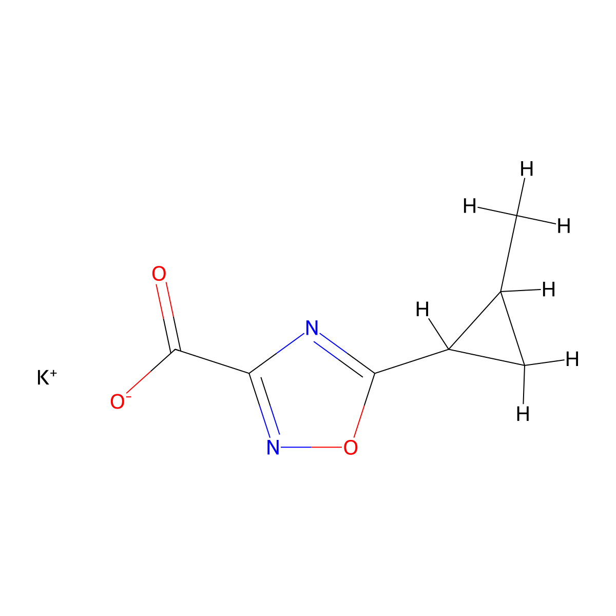 Potassium 5-(2-methylcyclopropyl)-1,2,4-oxadiazole-3-carboxylate molecular structure, CAS 1803580-91-7