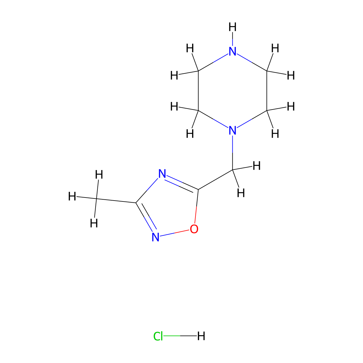 1-[(3-Methyl-1,2,4-oxadiazol-5-yl)methyl]piperazine hydrochloride molecular structure, CAS 1803580-93-9