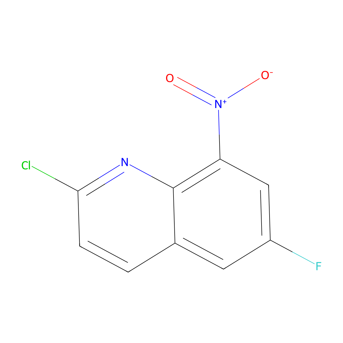 2-Chloro-6-fluoro-8-nitroquinoline molecular structure, CAS 1803580-96-2