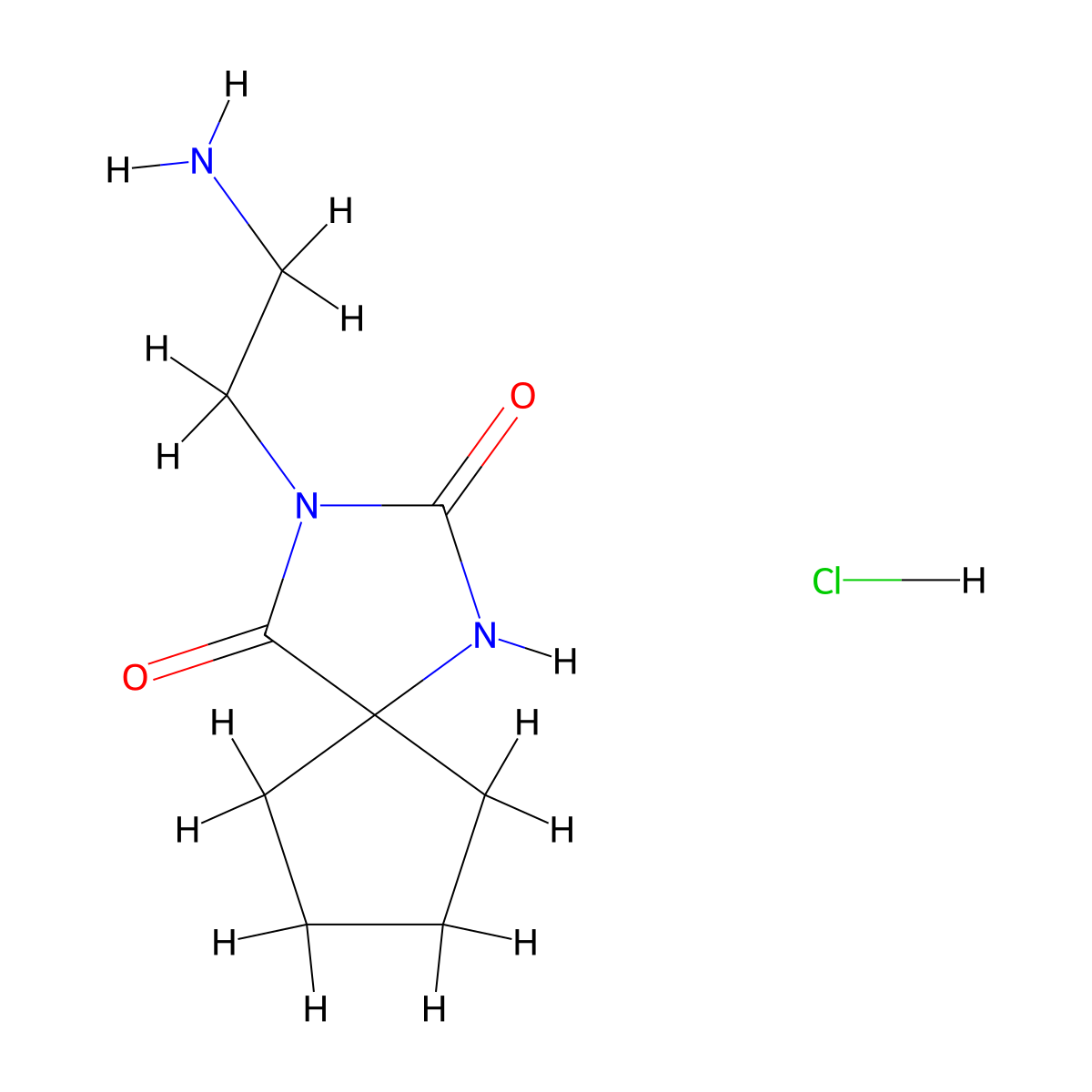 3-(2-Aminoethyl)-1,3-diazaspiro[4.4]nonane-2,4-dione hydrochloride molecular structure, CAS 1803581-03-4