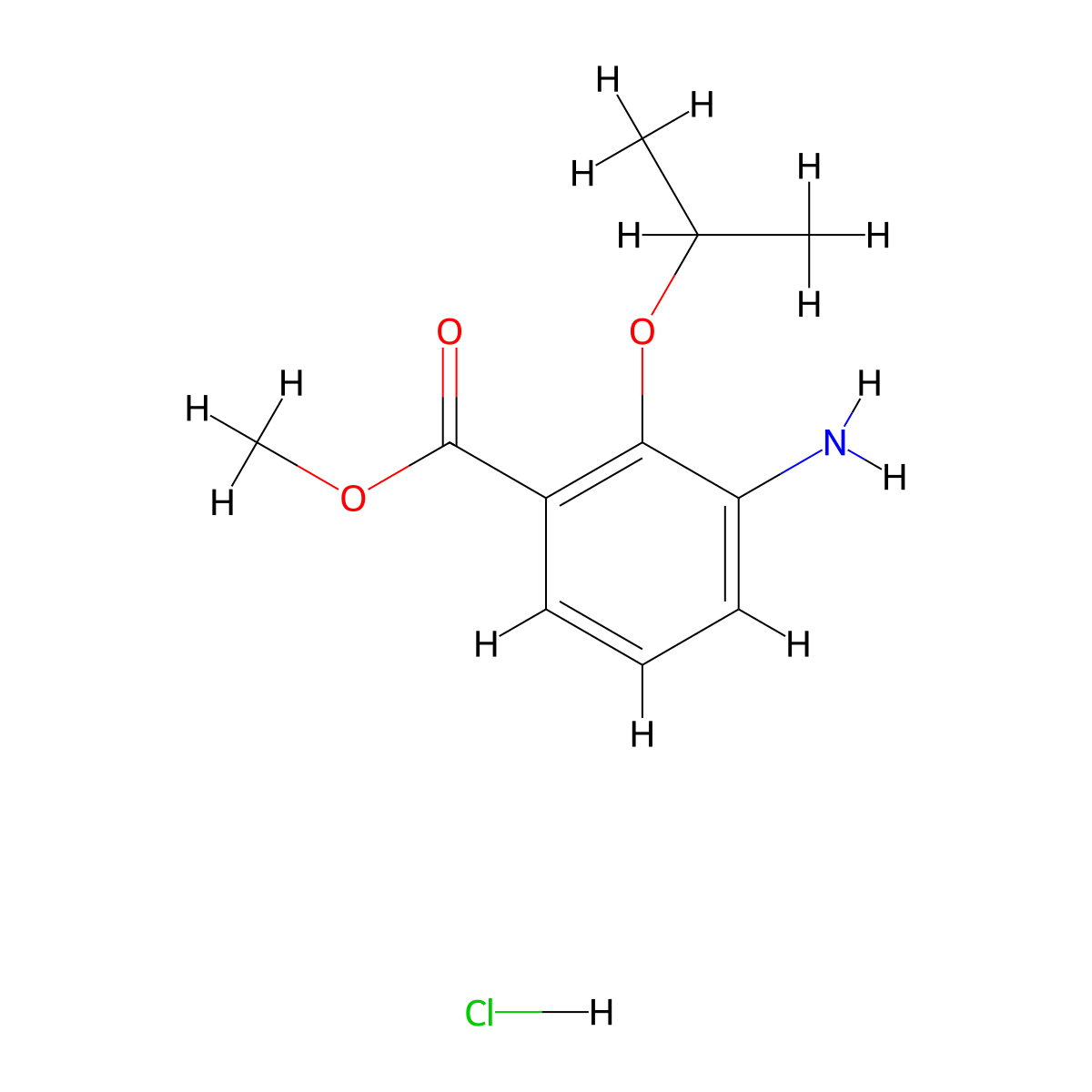 Methyl 3-amino-2-(propan-2-yloxy)benzoate hydrochloride molecular structure, CAS 1803581-06-7