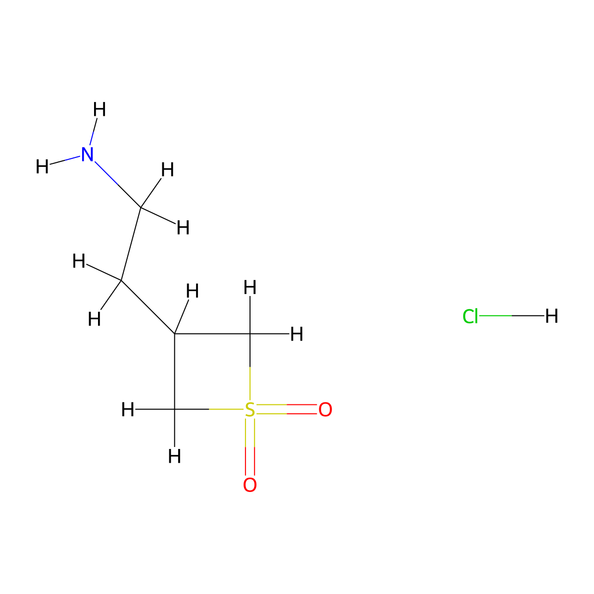 3-(2-Aminoethyl)-1lambda6-thietane-1,1-dione hydrochloride molecular structure, CAS 1803581-09-0
