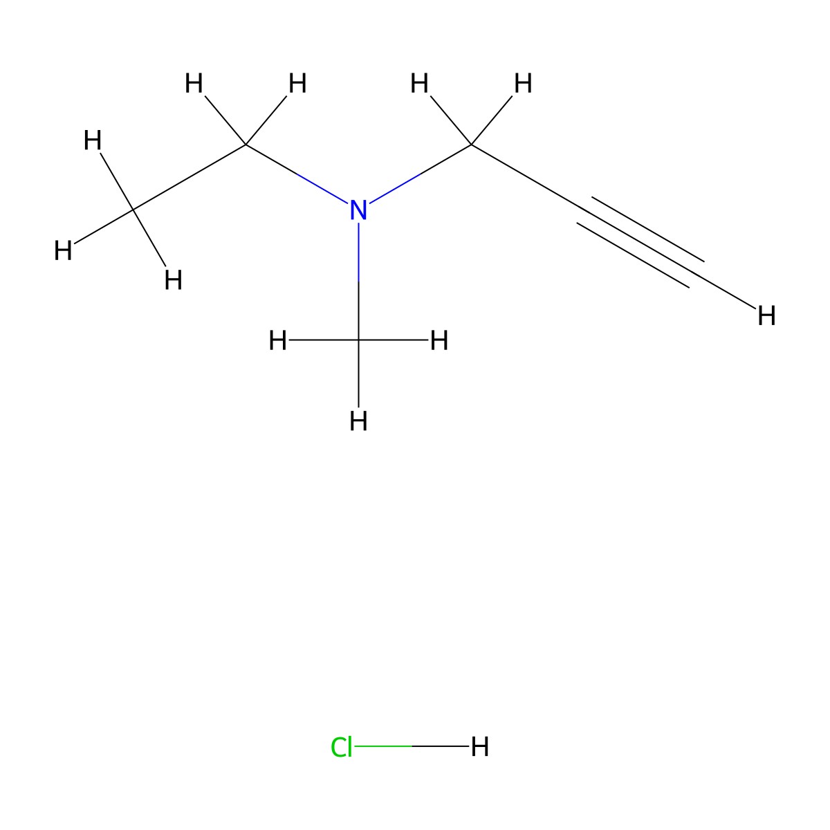 Ethyl(methyl)(prop-2-yn-1-yl)amine hydrochloride molecular structure, CAS 1803581-11-4