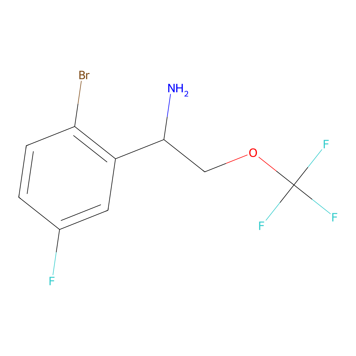 1-(2-Bromo-5-fluorophenyl)-2-(trifluoromethoxy)ethan-1-amine molecular structure, CAS 1803581-12-5