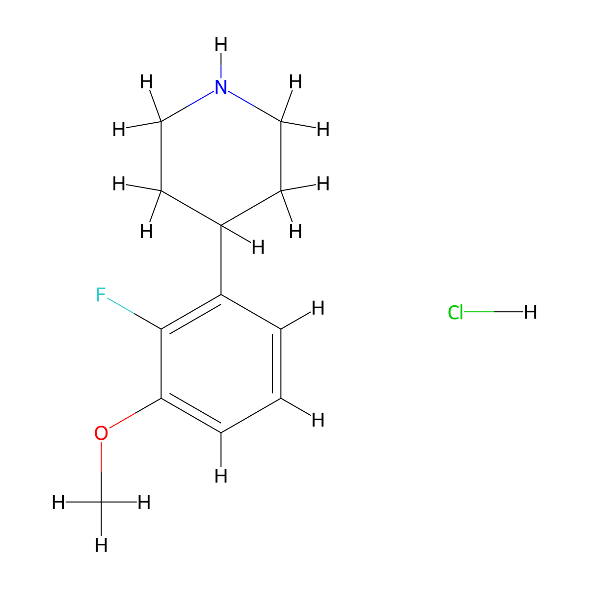 4-(2-Fluoro-3-methoxyphenyl)piperidine hydrochloride molecular structure, CAS 1803581-18-1