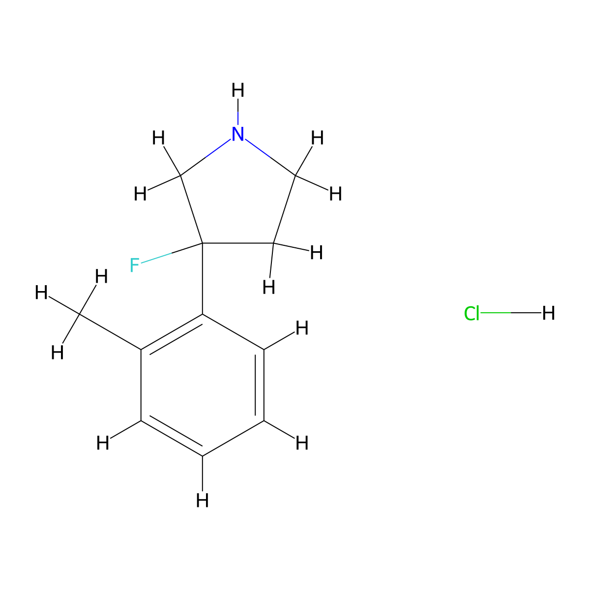 3-Fluoro-3-(2-methylphenyl)pyrrolidine hydrochloride molecular structure, CAS 1803581-19-2